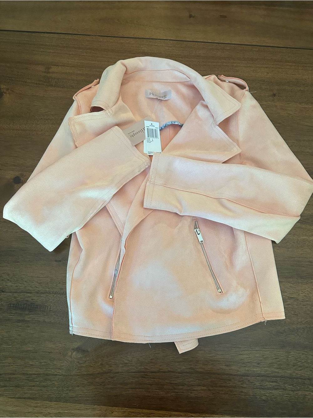 Philosophy Light Pink Faux-Suede Moto Jacket